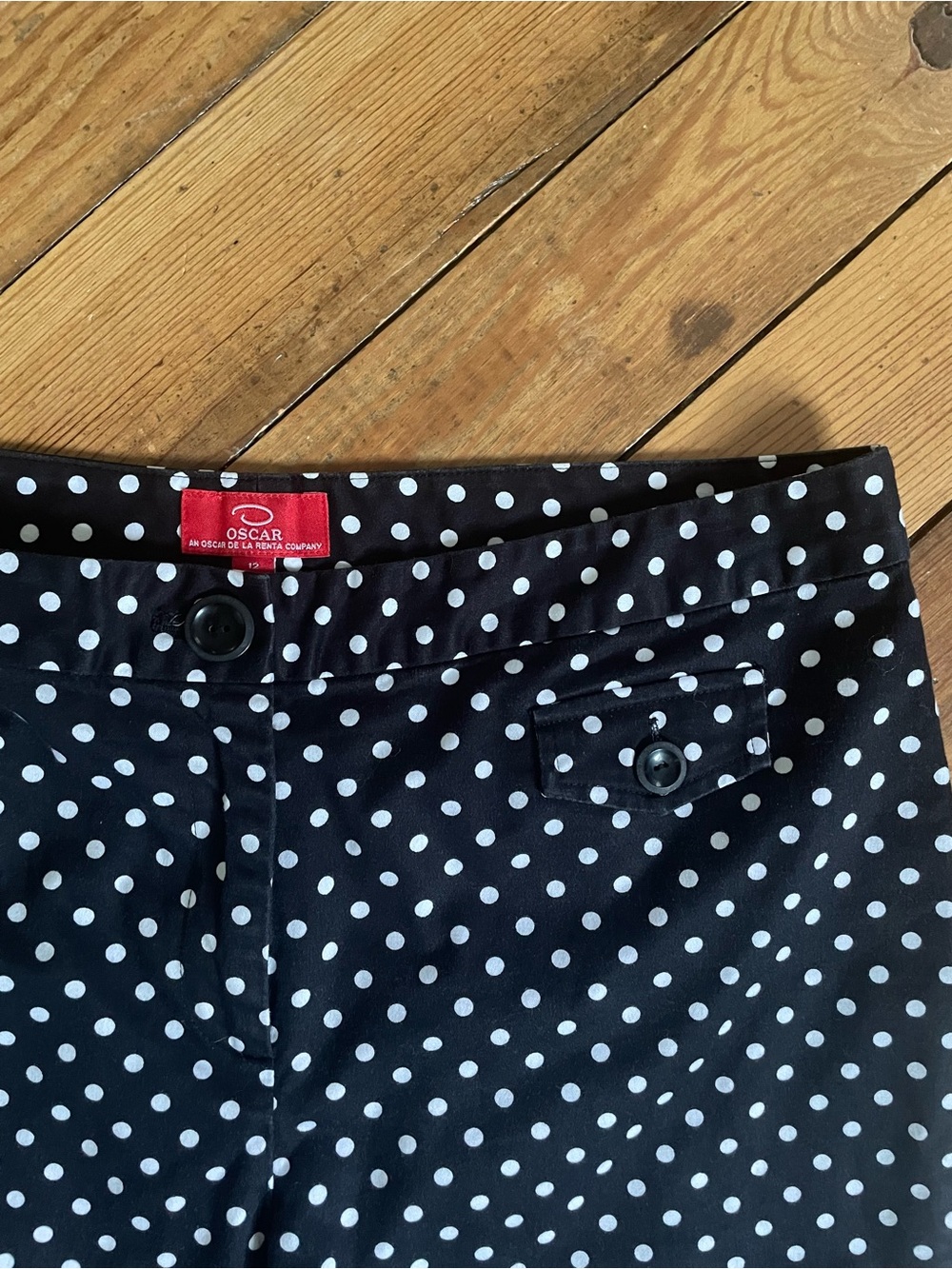 Oscar de la Renta Black and White Polka Dot Long Shorts